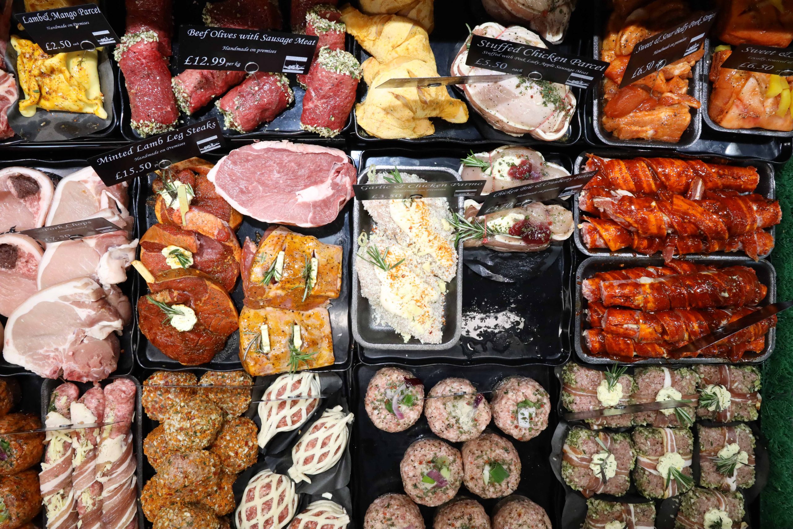 Home Farm Butchers Meat display